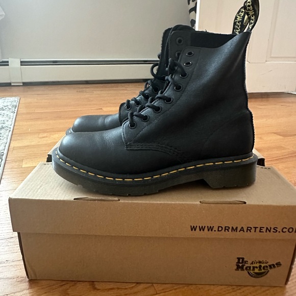Dr. Martens Pascal Black Boots with Yellow Stitching - Picture 3 of 7